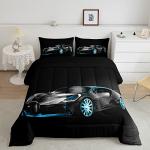 Feelyou Sports Car Comforter Stylish Black Race Car Comforter Set for Kids Boys Girls Extreme Sports Theme Bedding Set Cool Speed Luxury Decor Quilt Set with 1 Pillowcase 2Pcs Bedding Twin