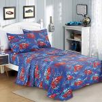 WPM WORLD PRODUCTS MART Kids Collection Bedding 4 Piece Racetrack Theme Full Size Sheet Set with Flat Fitted Sheets Pillow sham Race Car Design for Bedroom