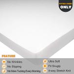 Stretch Twin Fitted Sheet Only - 4-Way Stretchy Jersey Knit RV Camper Bunk Bed Sheets, Snug Fit as Futon Mattress or Fitted Daybed Cover, Non Slipping, Soft & Comfortable - White, Twin