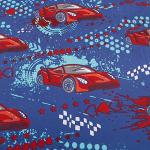 WPM WORLD PRODUCTS MART Kids Collection Bedding 4 Piece Racetrack Theme Full Size Sheet Set with Flat Fitted Sheets Pillow sham Race Car Design for Bedroom