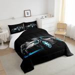 Feelyou Sports Car Comforter Stylish Black Race Car Comforter Set for Kids Boys Girls Extreme Sports Theme Bedding Set Cool Speed Luxury Decor Quilt Set with 1 Pillowcase 2Pcs Bedding Twin