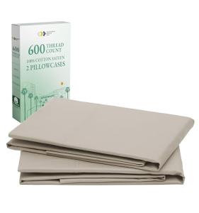 California Design Den Hotel Quality Standard/Queen Size Pillow Cases Set of 2 - Luxury 600 Thread Count Sateen, Natural 100% Cotton Pillow Cover, Crisp, Cool and Durable - Soft Linen