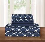 Elegant Comfort Luxury Softest and Coziest 6-Piece Bed Sheet Set, Wrinkle Resistant Milano Trellis Pattern-1500 Thread Count Egyptian Quality Microfiber Bedding Set, King, Navy Blue