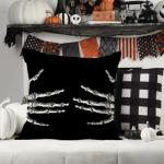 AACORS Halloween Throw Pillow Cover 18X18 Inch Skeleton Decorations Holiday Farmhouse Black Cushion Case for Sofa Couch Decor AA016-18