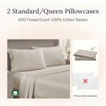 California Design Den Hotel Quality Standard/Queen Size Pillow Cases Set of 2 - Luxury 600 Thread Count Sateen, Natural 100% Cotton Pillow Cover, Crisp, Cool and Durable - Soft Linen