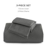 Bedsure Luxury Waffle Duvet Cover King Size - Textured Duvet Cover Set, Soft, Breathable Bedding Set (104"x90") with 2 Pillow Shams for All Season, Dark Grey, Comforter Not Included