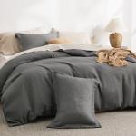 Bedsure Luxury Waffle Duvet Cover King Size - Textured Duvet Cover Set, Soft, Breathable Bedding Set (104"x90") with 2 Pillow Shams for All Season, Dark Grey, Comforter Not Included