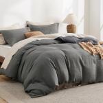 Bedsure Luxury Waffle Duvet Cover King Size - Textured Duvet Cover Set, Soft, Breathable Bedding Set (104"x90") with 2 Pillow Shams for All Season, Dark Grey, Comforter Not Included