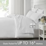 Madison Park Cotton Sheet Set, Soft & Breathable 500TC Egyptian Cotton Sheets, All Seaons Elastic Deep Pockect Sheet Set, Lightweighted 100% Egyptian Bed Sheets, King White 4 Piece