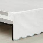 Lush Decor Coastal Chic Scallop Edge Linen Textured Bed Skirt Blue/White Single Queen - Soft Elegant Luxury Easy Fit Elastic Band Tailored Bedskirt