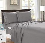 Elegant Comfort 4-Piece Smart Sheet Set - Luxury Soft 1500 Thread Count Egyptian Quality Microfiber, Wrinkle Resistant with Side Storage Pockets on Fitted Sheet, King, Grey