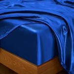 Entisn 5Pcs Silky Satin Sheets Set, Full Size Satin Bed Sheets Set, Royal Blue Luxury Bedding Sets, Breathable & Ultra Soft Sheets Set Includes 1 Fitted Sheet, 1 Flat Sheet, 3 Pillowcases