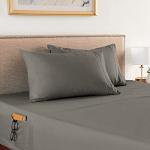 Elegant Comfort 4-Piece Smart Sheet Set - Luxury Soft 1500 Thread Count Egyptian Quality Microfiber, Wrinkle Resistant with Side Storage Pockets on Fitted Sheet, King, Grey