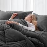 Newspin Twin Comforter Set Dark Grey - Bed in a Bag Twin Size 6 Pieces, All Season Bed Set, Fluffy Comforter Set with Sheets, Sheet Set Quilt Blanket, Pillowcases & Shams & Bed Skirt