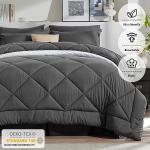 Newspin Twin Comforter Set Dark Grey - Bed in a Bag Twin Size 6 Pieces, All Season Bed Set, Fluffy Comforter Set with Sheets, Sheet Set Quilt Blanket, Pillowcases & Shams & Bed Skirt