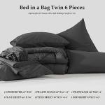 Newspin Twin Comforter Set Dark Grey - Bed in a Bag Twin Size 6 Pieces, All Season Bed Set, Fluffy Comforter Set with Sheets, Sheet Set Quilt Blanket, Pillowcases & Shams & Bed Skirt