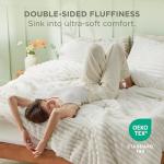 Bedsure Fluffy Comforter Set Queen - Super Soft Faux Fur Bed Set Cream White, All Seasons Warm Plush Fleece Bedding, 3 Pieces, 1 Shaggy Fuzzy Queen Size Comforter with 2 Pillowcases