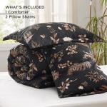 Bedsure Comforter Set King Size - Cute Floral Comforter, Black Bedding Comforter Sets, 1 Soft Reversible Botanical Flowers Comforter and 2 Pillow Shams