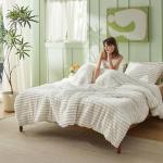 Bedsure Fluffy Comforter Set Queen - Super Soft Faux Fur Bed Set Cream White, All Seasons Warm Plush Fleece Bedding, 3 Pieces, 1 Shaggy Fuzzy Queen Size Comforter with 2 Pillowcases