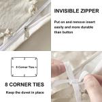Oli Anderson Tufted Duvet Cover Queen Size, Soft and Lightweight Duvet Covers Set for All Seasons, 3 Pieces Boho Embroidery Shabby Chic Bedding Set (Beige, Queen, 90" x 90")