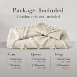 Oli Anderson Tufted Duvet Cover Queen Size, Soft and Lightweight Duvet Covers Set for All Seasons, 3 Pieces Boho Embroidery Shabby Chic Bedding Set (Beige, Queen, 90" x 90")
