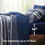 Bedsure Twin Comforter Set 5 Pieces, Blue Striped Bedding Set for All Seasons, Reversible, Cationic Dyeing Bed in a Bag with Comforter, Sheets, Pillowcase & Sham