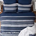 Bedsure Twin Comforter Set 5 Pieces, Blue Striped Bedding Set for All Seasons, Reversible, Cationic Dyeing Bed in a Bag with Comforter, Sheets, Pillowcase & Sham