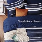 Bedsure Twin Comforter Set 5 Pieces, Blue Striped Bedding Set for All Seasons, Reversible, Cationic Dyeing Bed in a Bag with Comforter, Sheets, Pillowcase & Sham