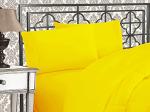 Elegant Comfort Luxurious 1500 Premium Hotel Quality Microfiber Three Line Embroidered Softest 4-Piece Bed Sheet Set, Wrinkle and Fade Resistant, Queen, Yellow