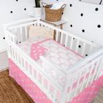Hahafelt 3 Pcs Baby Girls Crib Bedding Set Coquette Pink Bow Baby Bedding Set for Girls Coquettish Pink Heart Bow Infant Nursery Includes Quilt, Fitted Crib Sheet and Skirt