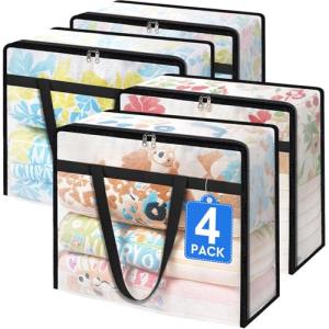 BlissTotes 4 Pack Clear Storage Bags for Bedding