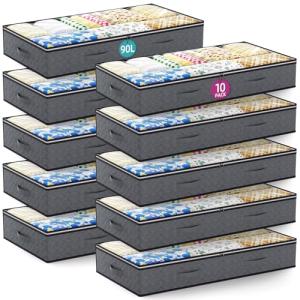 Under Bed Storage Containers – 10 Pack Organizer