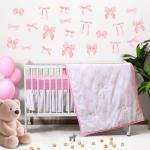 Pink Bow Crib Bedding Set with Wall Stickers