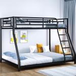 Full Size Metal Bunk Bed with Ladder and Guardrail