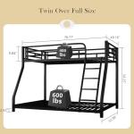 Full Size Metal Bunk Bed with Ladder and Guardrail