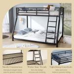 Full Size Metal Bunk Bed with Ladder and Guardrail