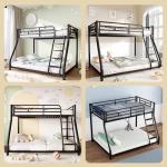 Full Size Metal Bunk Bed with Ladder and Guardrail