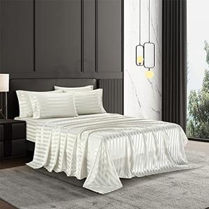 Off-White Satin Italian Style Bed Sheet Set
