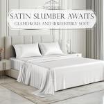 Striped White Satin King Size Bed Sheet Set