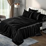 Black Satin King Bed Sheet Set (6 Pieces)