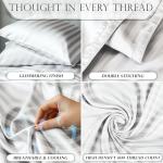 Striped White Satin King Size Bed Sheet Set