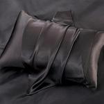 Black Satin King Bed Sheet Set (6 Pieces)