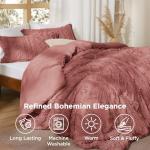 Tufted Boho Queen Comforter Set in Grayish Pink