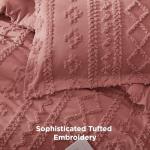 Tufted Boho Queen Comforter Set in Grayish Pink