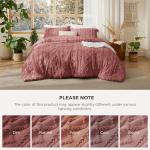 Tufted Boho Queen Comforter Set in Grayish Pink