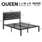 Queen PU Leather Bed Frame with Storage Space