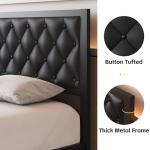 Queen PU Leather Bed Frame with Storage Space