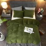 Olive Green Velvet Flannel King Duvet Cover Set