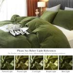 Olive Green Velvet Flannel King Duvet Cover Set
