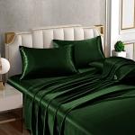 Emerald Green Satin Queen Bed Sheet Set